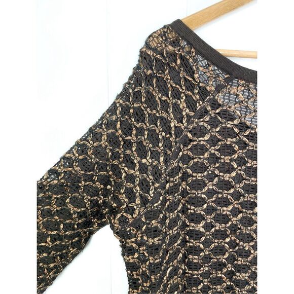 Free People New Romantics Joan of Arc knit tunic dress sweater copper thread XS - Picture 9 of 11